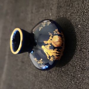 VINTAGE LIMOGES COBALT BLUE "THE COURTSHIP" MINIATURE VASE. "6"